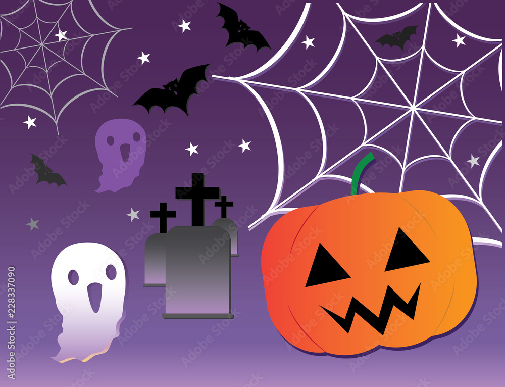 fun halloween background vector with pumpkins ghosts and bats