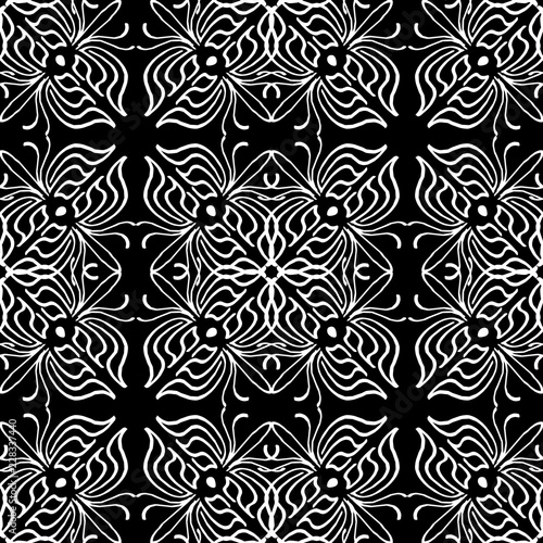 Seamless texture of geometric, floral ornament. decorative square background with hand drawn Indonesian tribal ornament. Vector illustration. Ready for textile design, fabric, and interior design.