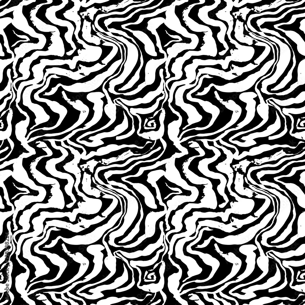 Brush painted zebra seamless pattern. Black and white stripes grunge background. Brush painted zebra seamless pattern. Black and white stripes grunge background.