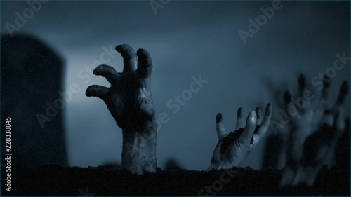 Zombie Hands emerging from the Ground