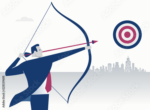 Businessman aiming target. Concept business vector illustration.