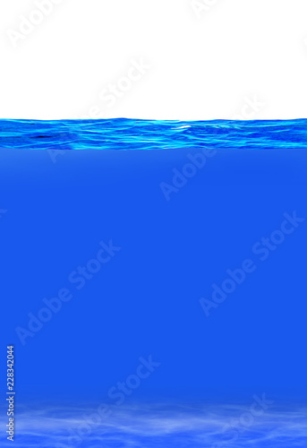 Underwater world simulated. Ocean or sea waves with sandy bottom, illustration