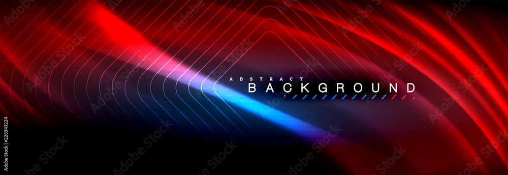 Neon glowing fluid wave lines, magic energy space light concept, abstract background wallpaper design Neon glowing fluid wave lines, magic energy space light concept, abstract background wallpaper design