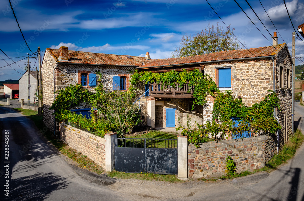 Blue shutter farmhouse