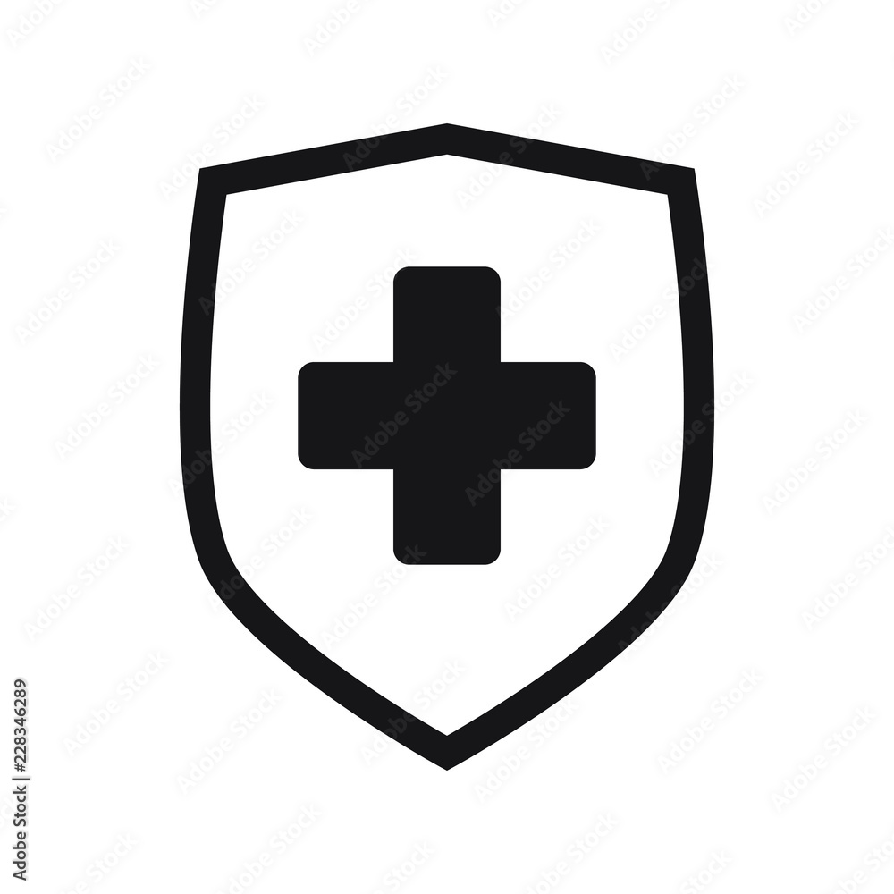 Obraz premium Immune system icon. Medical cross in the shield. Vector