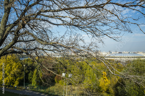 Autumn on Sparrow Hills, view of the Luzhniki Stadium, Moscow, Russia photo