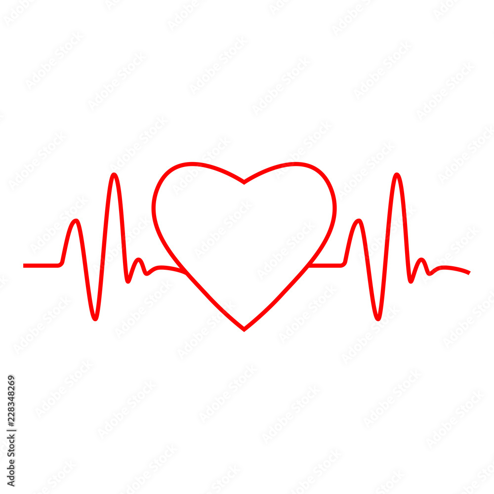 Cardio, heart, heart beat icon. Vector illustration, flat design.