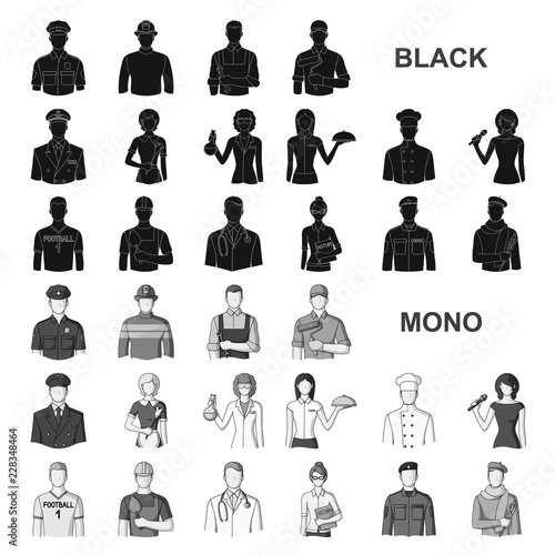 People of different professions black icons in set collection for design. Worker and specialist vector symbol stock web illustration.