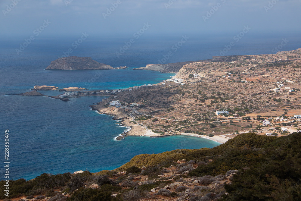 Panoramic view of Lefkos on Karpathos in Greece
