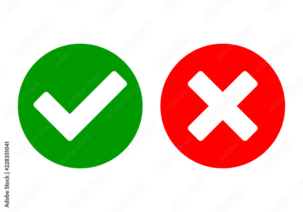 Check mark vector. green check mark and red cross. Check mark vector. green check mark and red cross.