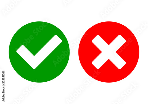 Check mark vector. green check mark and red cross.