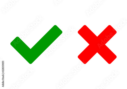Check mark vector. green check mark and red cross.