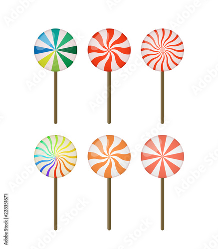 Vector set of sweet lollipops - Christmas sugar cane