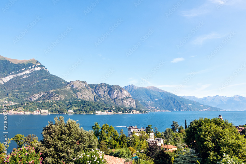 Lake Como with mountains from town view