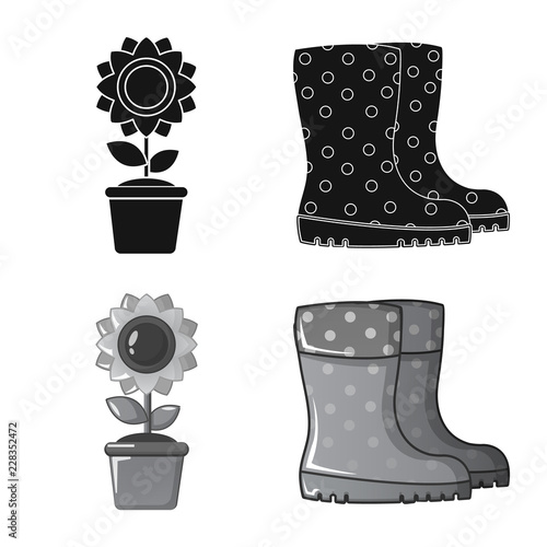 Vector illustration of farm and agriculture sign. Collection of farm and plant stock vector illustration.