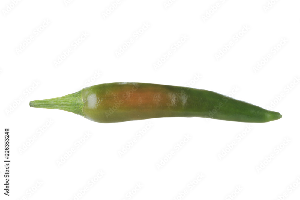 green-orange chili pepper isolated on white background green-orange chili pepper isolated on white background