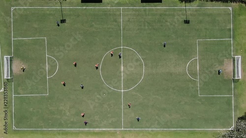 Soccer match seen from above with drone2 photo