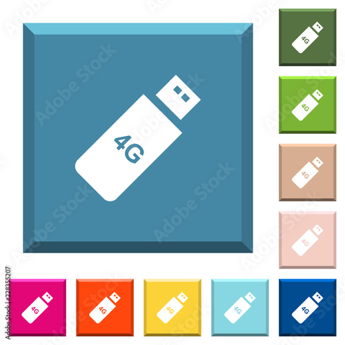 Fourth generation mobile stick white icons on edged square buttons