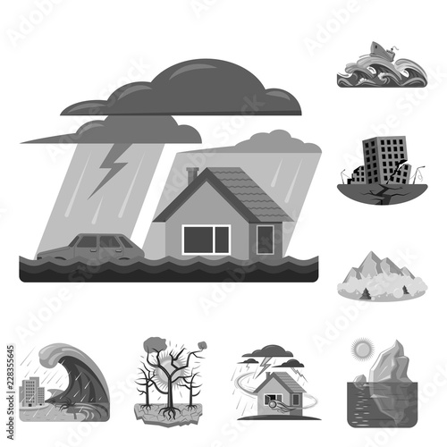 Isolated object of natural and disaster icon. Collection of natural and risk stock symbol for web.