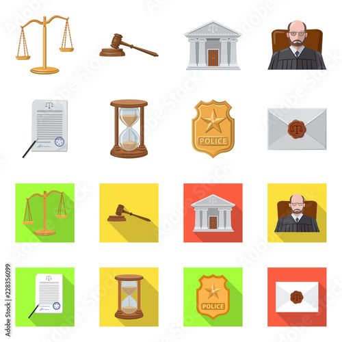Isolated object of law and lawyer symbol. Set of law and justice vector icon for stock.