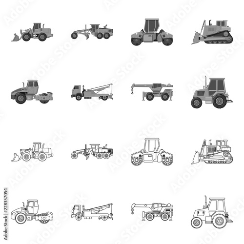 Vector illustration of build and construction symbol. Collection of build and machinery stock vector illustration.