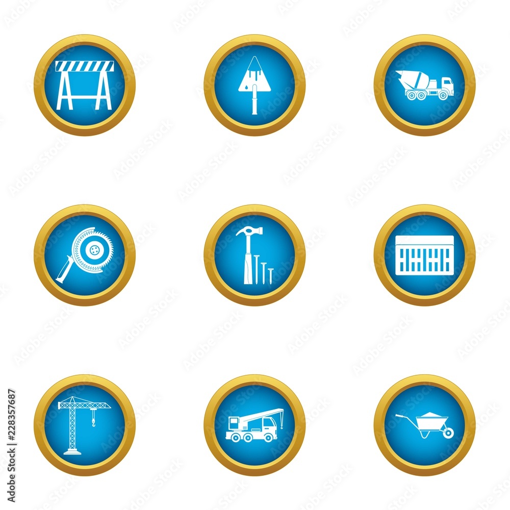 Fabrication icons set. Flat set of 9 fabrication vector icons for web isolated on white background Fabrication icons set. Flat set of 9 fabrication vector icons for web isolated on white background