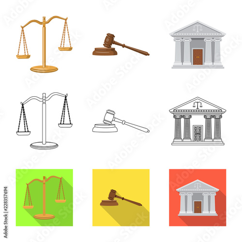 Vector design of law and lawyer symbol. Collection of law and justice vector icon for stock.
