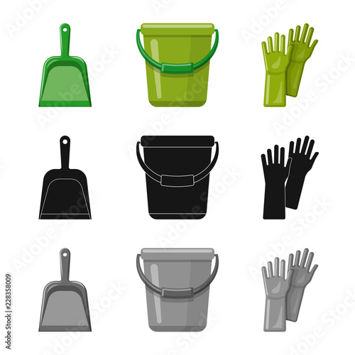 Vector design of cleaning and service symbol. Set of cleaning and household stock symbol for web.