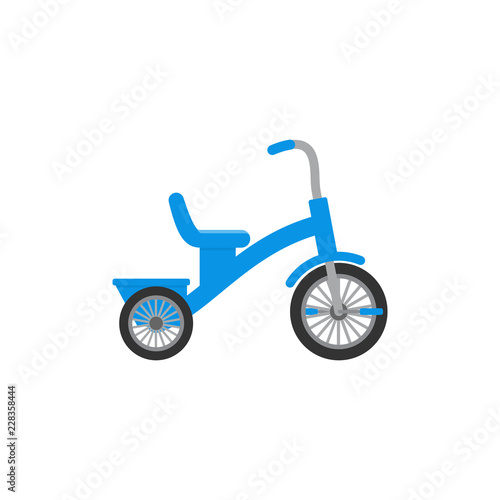 Tricycle baby toy in flat design. Vector cartoon illustration.