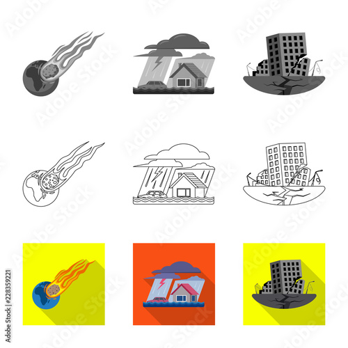 Vector design of natural and disaster sign. Set of natural and risk stock symbol for web.