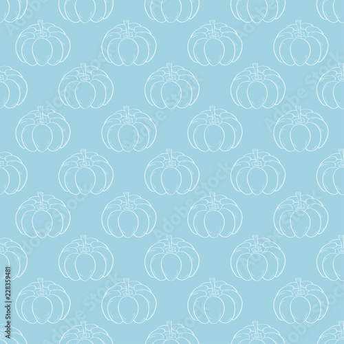 Halloween pumpkin pattern. Navy blue seamless background