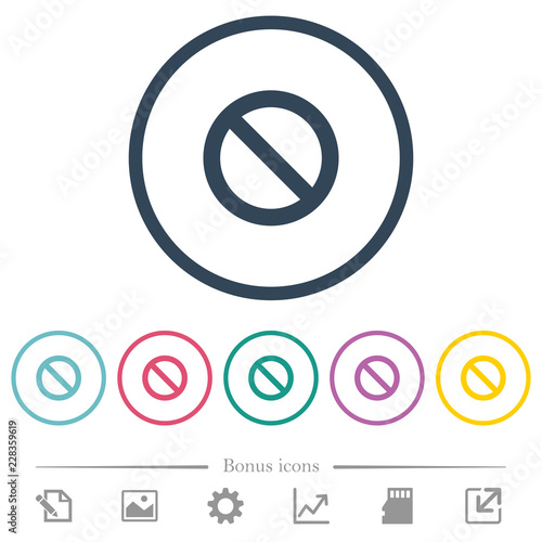 Blocked flat color icons in round outlines