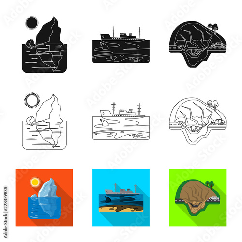 Isolated object of natural and disaster sign. Set of natural and risk stock vector illustration.