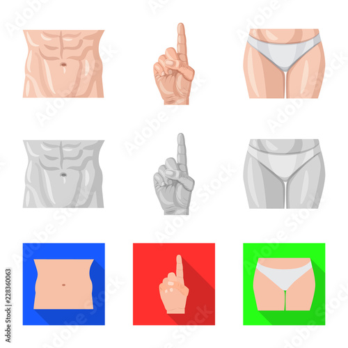 Vector illustration of human and part symbol. Collection of human and woman stock symbol for web.