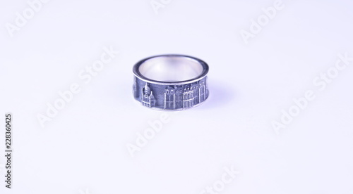 ring on a white background depicting the city