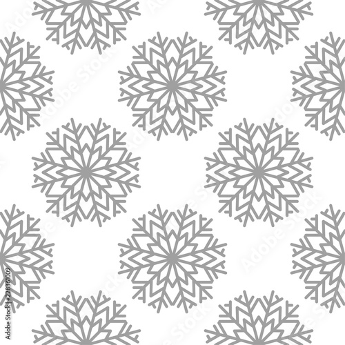 Snowflakes. Seamless pattern. White and gray winter ornament