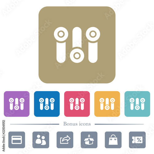 Control panel flat icons on color rounded square backgrounds