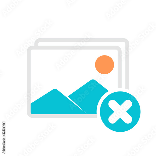 Image Gallery Icon Symbol. Vector Illustration of Image, Photo and Album Meaning Concept with cancel sign. Picture Icon and close, delete, remove symbol