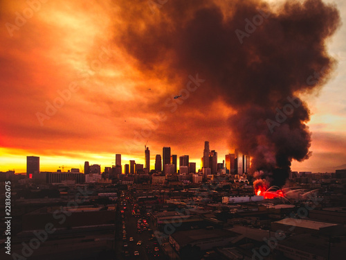 Pallet yard fire in Los Angeles photo