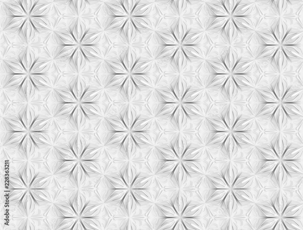 Seamless light texture of three-dimensional elegant flower petals based on hexagonal grid 3D illustration Seamless light texture of three-dimensional elegant flower petals based on hexagonal grid 3D illustration