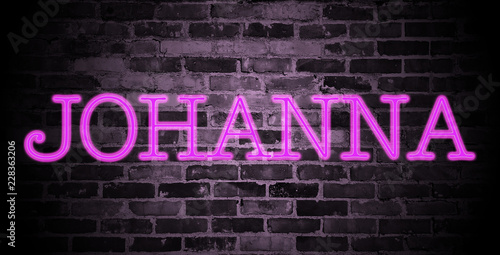 first name Johanna in pink neon on brick wall photo