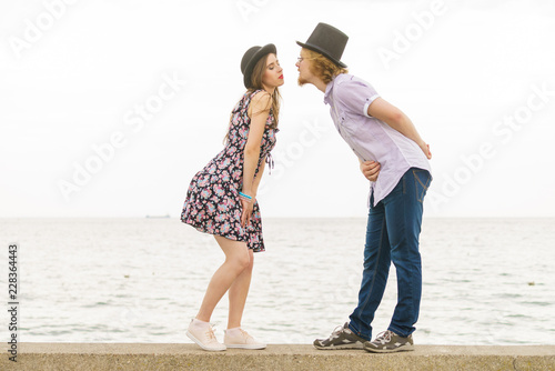 Vintage couple near seaside