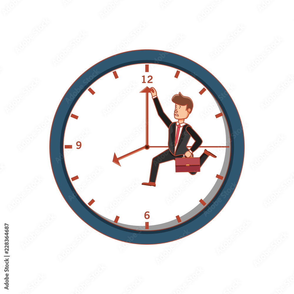 clock time with business man running