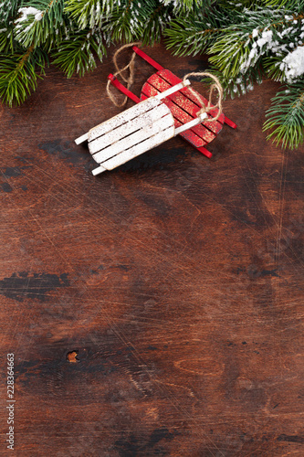 Christmas backdrop with fir tree branch