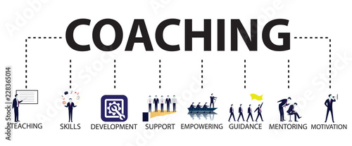 Business Coaching Leadership Mentoring Concept. Vector Illustration