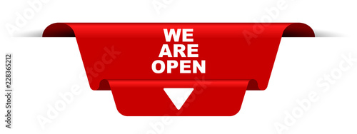 red vector banner we are open