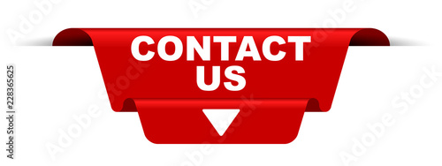 red vector banner contact us