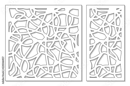 Set template for cutting. Abstract line  geometric pattern. Laser cut. Set ratio 1 2  1 1. Vector illustration.