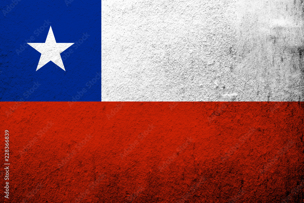 The Republic of Chile National flag. Grunge Background