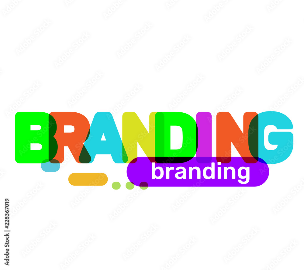 Vector creative illustration of business word branding lettering typography on white background. Brand text colored rainbow technology concept. Vector creative illustration of business word branding lettering typography on white background. Brand text colored rainbow technology concept.
